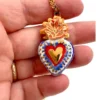 Ceramic pendant necklace Ex-voto Sacred Heart, Milagros- 09