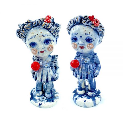 Ceramic figurine doll blue series